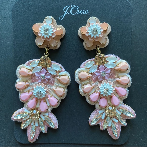 NWT J. Crew Embroidered leather-backed earrings - Picture 5 of 9